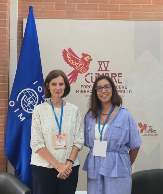 Directora regional de OIM Latinoamérica y el Caribe María Moita y Embajadora Mercedes Corominas Directora regional de OIM Latinoamérica y el Caribe María Moita y Embajadora Mercedes Corominas