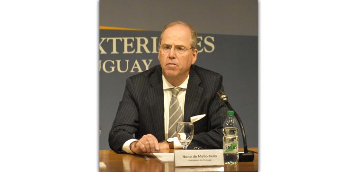 Embajador de Portugal, Nuno de Mello Bello en momento de su intervención en el evento “Oportunidades de Comercio e Inversión entre Uruguay y Portugal” Embajador de Portugal, Nuno de Mello Bello en momento de su intervención en el evento “Oportunidades de Comercio e Inversión entre Uruguay y Portugal”