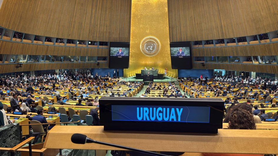 Vista del plenario de la 80a Asamblea General de las Naciones Unidas desde el asiento de Uruguay