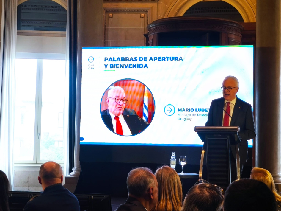Ministro hablando en evento BID/OCDE
