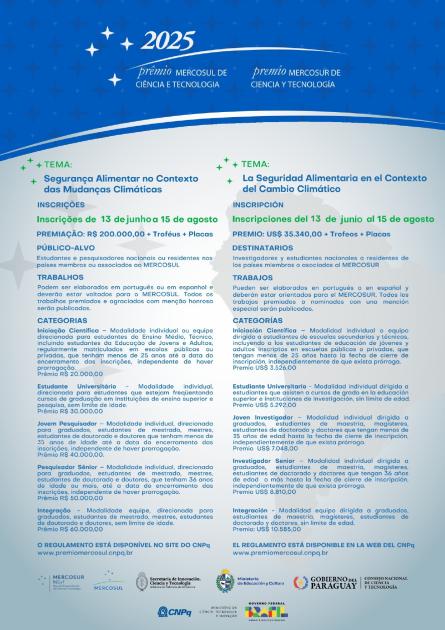Premio MERCOSUR de ciencia y tecnología enlace del Ministerio de Relaciones Exteriores de Uruguay a la hoja informativa del premio