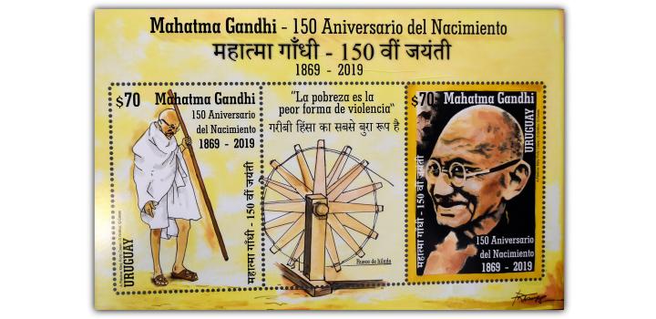 Presentación de sello filatélico "Mahatma Gandhi - 150 aniversario de su nacimiento" 