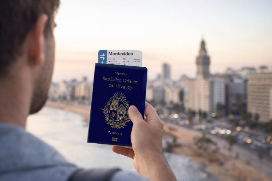 Uruguayo con su pasaporte
