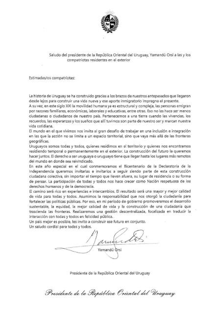 Saludo del presidente