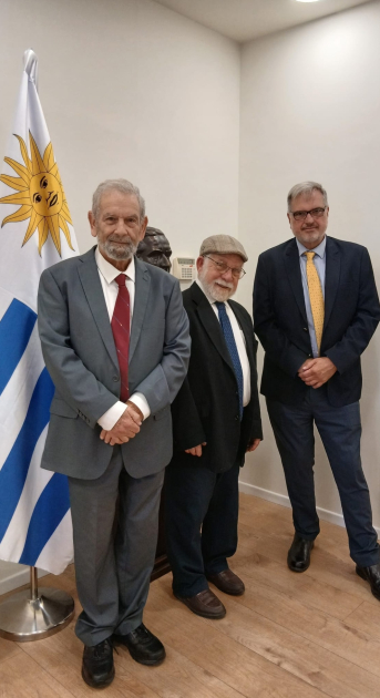 Ambassador Manuel Etchevarren with David Bedein and Dr. Arnon Groiss