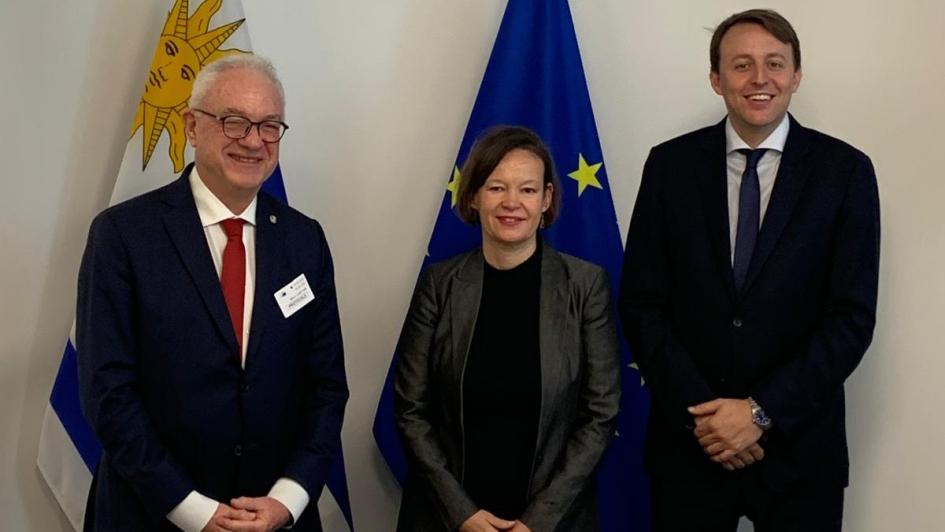 Con Javi López, el vicepresidente del Parlamento Europeo y la eurodiputada Leire Pajín