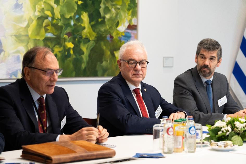 Con Javi López, el vicepresidente del Parlamento Europeo y la eurodiputada Leire Pajín