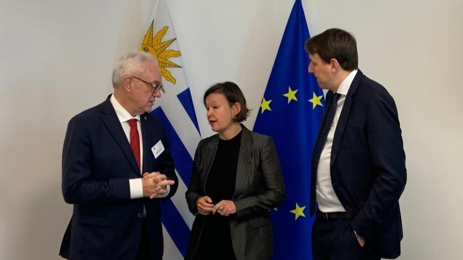 Con Javi López, el vicepresidente del Parlamento Europeo y la eurodiputada Leire Pajín