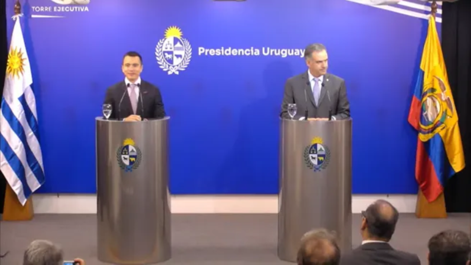 Visita a Uruguay Presidente Daniel Noboa Ecuador Visita Oficial rueda de prensa