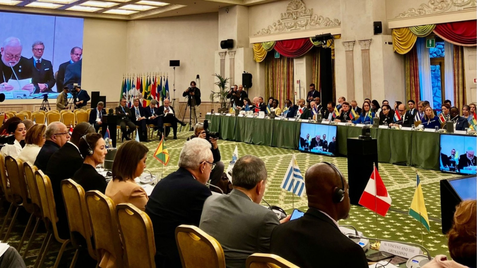 XII Conferencia Ministerial Italia-América Latina y el Caribe, en Roma El canciller Lubetkin hablando en la XII Conferencia Ministerial Italia-América Latina y el Caribe