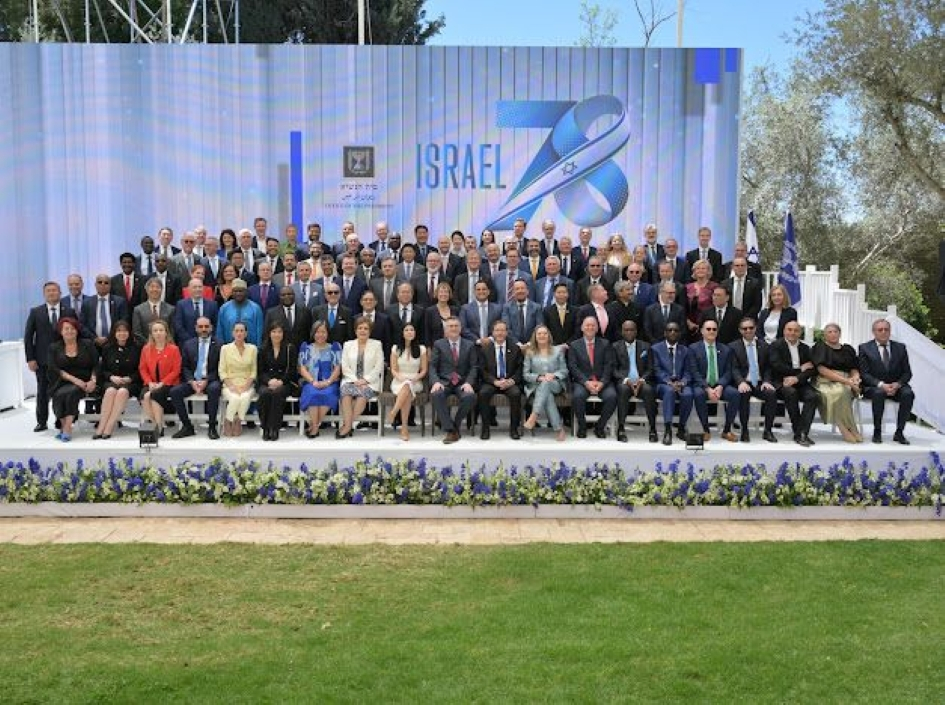 Ambassadors accredited to Israel alongside the President of Israel, Isaac Herzog