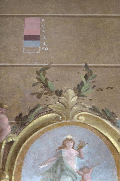 Foto de detalle de capas de pintura de Zaguán