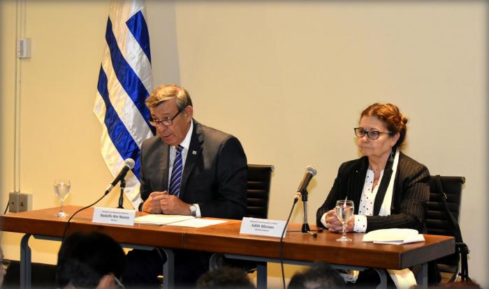 Canciller Rodolfo Nin Novoa y Ministra interina de Educación y Cultura, Edith Moraes