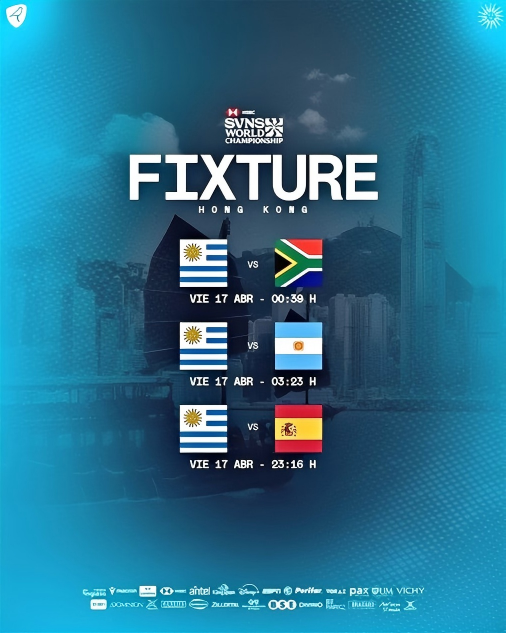 Fixture de Los Teros en el torneo de rugby 7 de Hong Kong