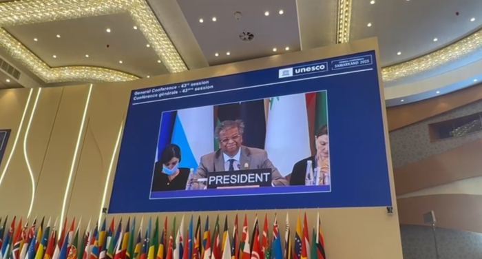 Momento en que se anuncia la designación de Uruguay.