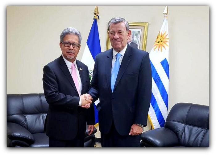 Visita oficial del Canciller Nin Novoa a El Salvador Saludo de Cancilleres