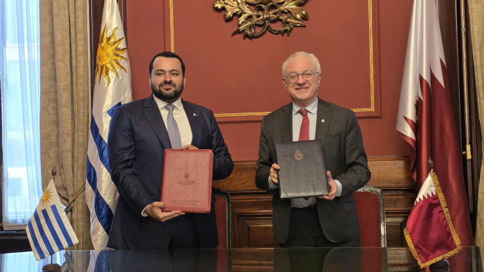 Canciller Mario Lubetkin con el Ministro de Estado del Ministerio de RREE de Qatar Canciller Mario Lubetkin con el Ministro de Estado del Ministerio de RREE de Qatar