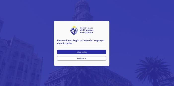 Imagen de la ventana para inscribirse en el Registro único de uruguayos en el exterior