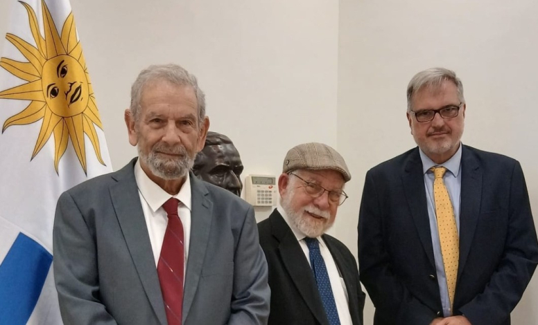 Ambassador Manuel Etchevarren with Mr. David Bedein and Dr. Arnon Groiss