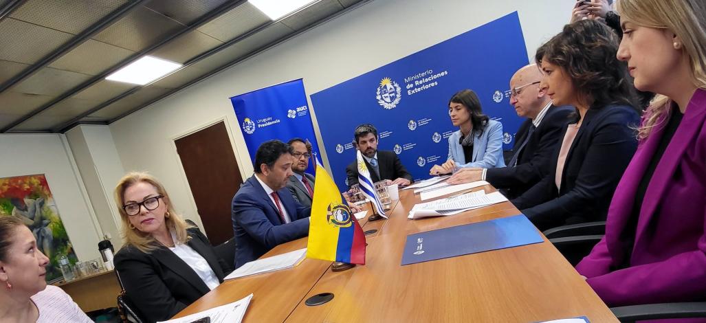 Reunión de trabajo entre Uruguay - Ecuador, celebrada el 1° de julio del 2024 en Montevideo. 