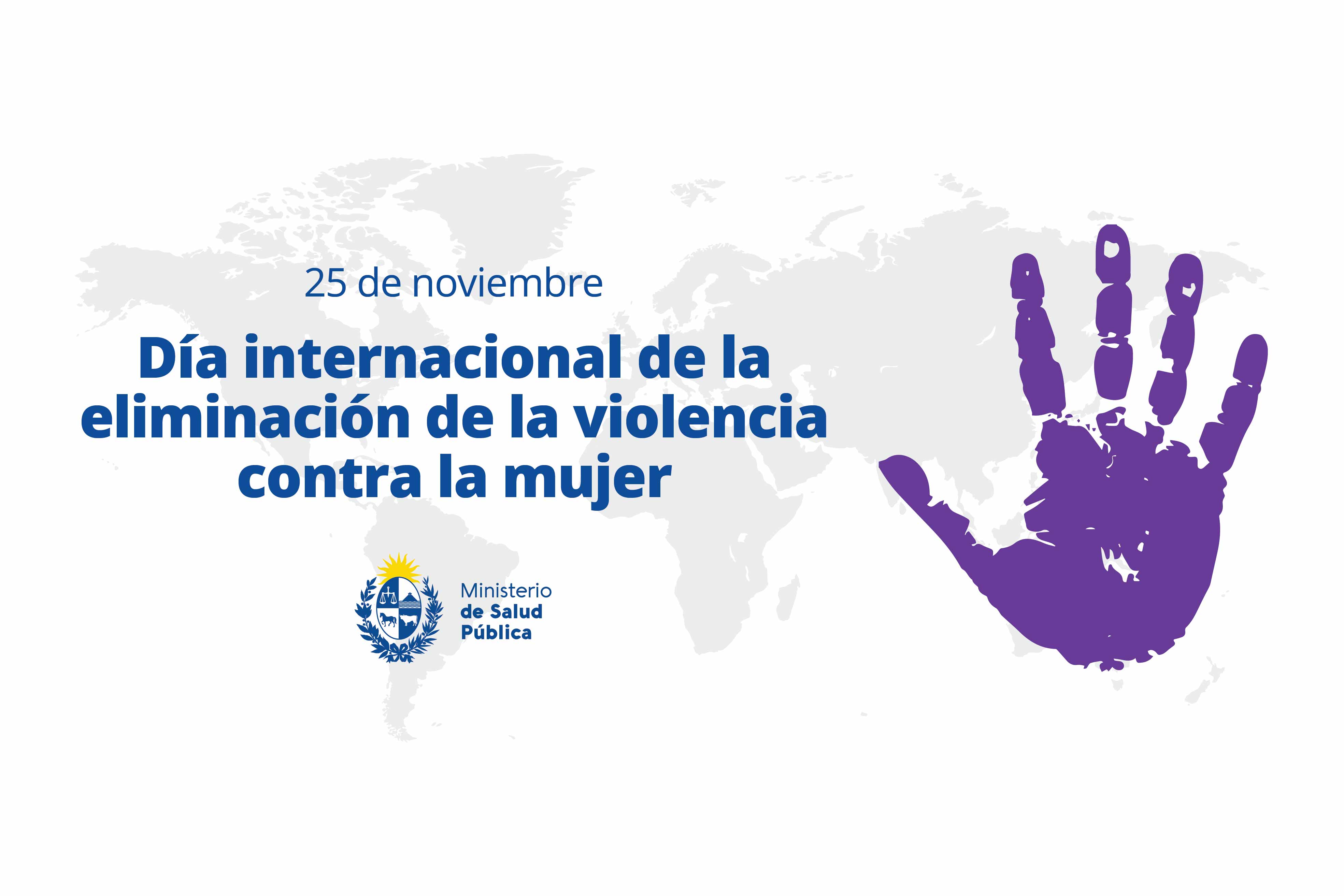 Placa conmemorativa con la imagen de un mapa del mundo y la silueta de una mano violeta