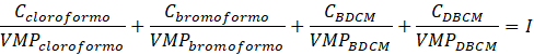 Fórmula para calcular el valor máximo permitido de THM