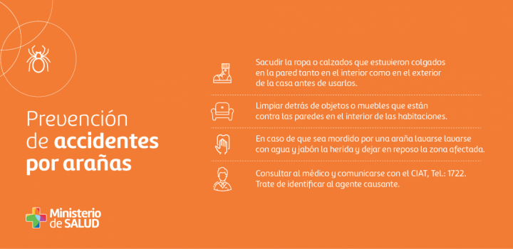 Placa sobre medidas de prevención de accidentes por arañas