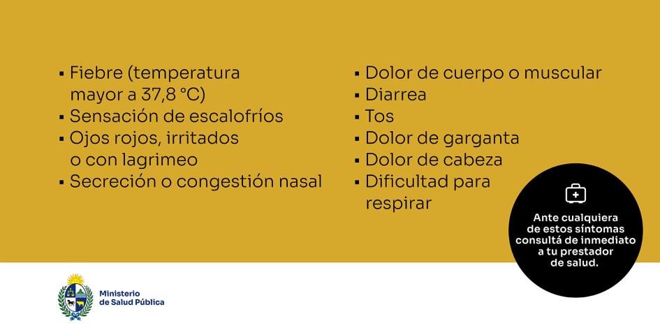 Ante cualquiera de estos síntomas consultá de inmediato a tu prestador de salud (leer cuerpo de web)