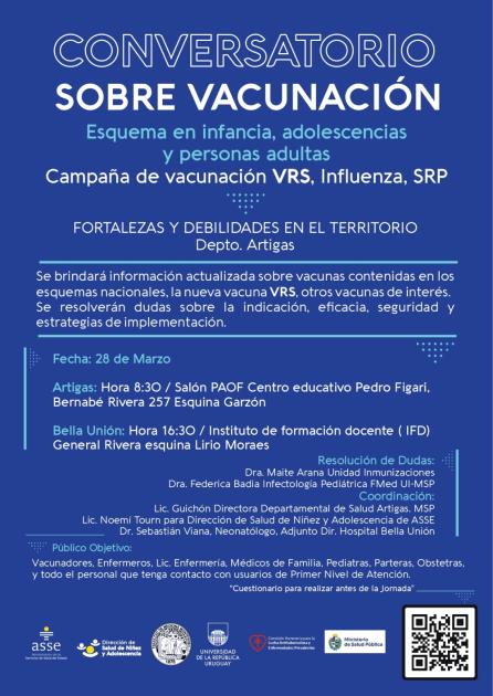 Afiche del conversatorio Información de los temas a tratar en el conversatorio sobre vacunación