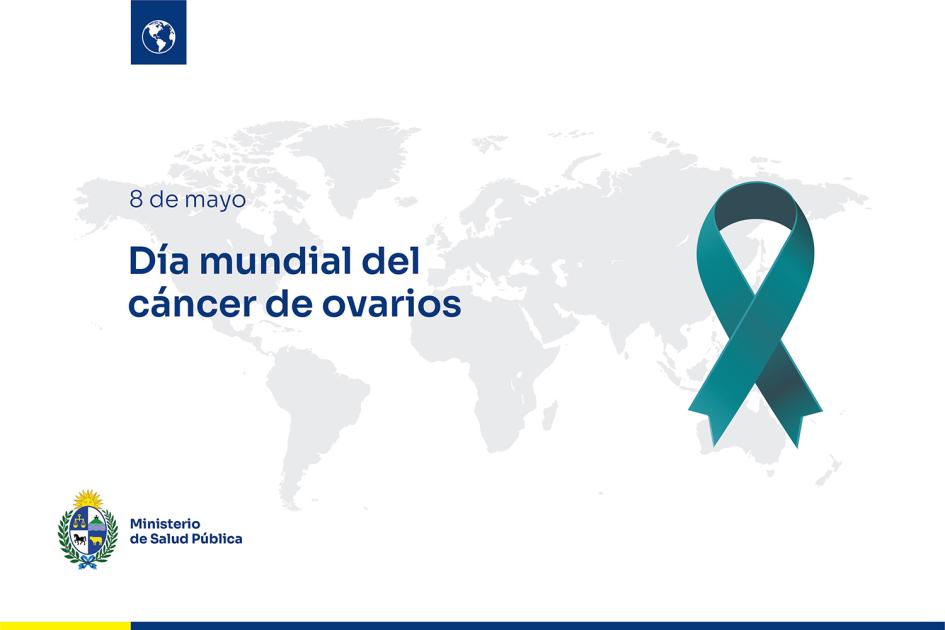 Placa conmemorativa con el lazo Día mundial del cáncer de ovarios