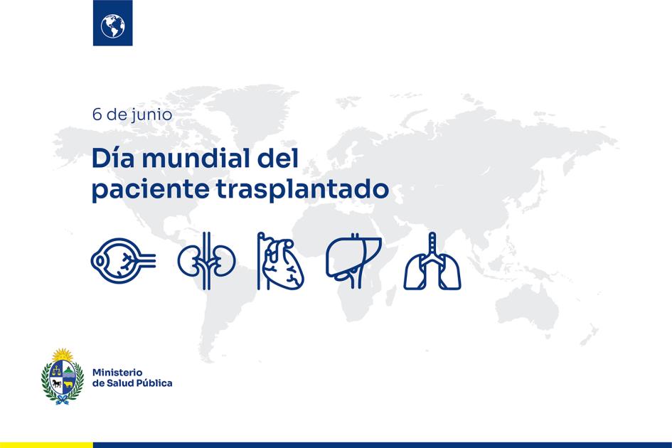 Placa conmemorativa del día Íconos de distintos órganos acompañados del texto: Día mundial del paciente trasplantado