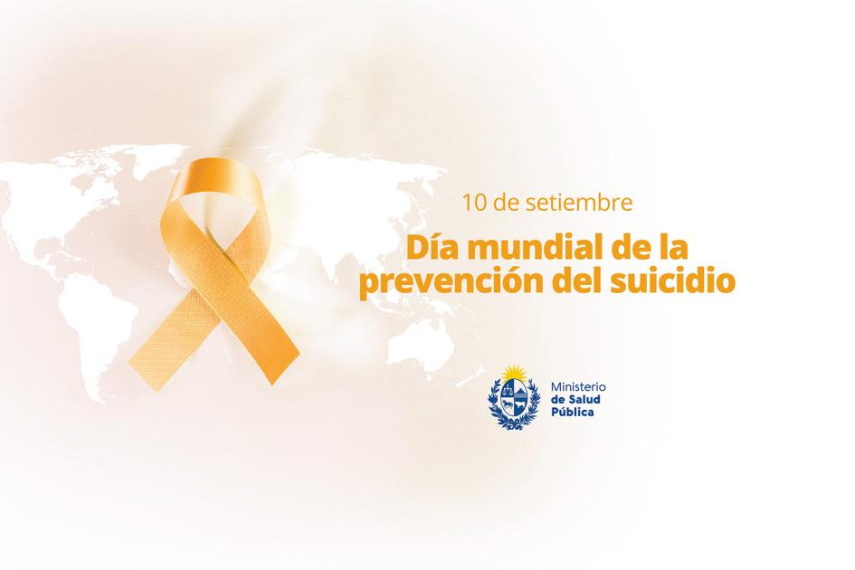 Placa conmemorativa con el lazo Día mundial de la prevención del suicidio