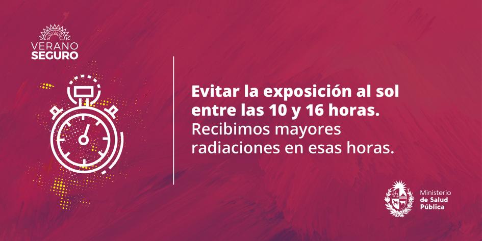 Cuidado de la piel ante la exposición a los rayos solares Evitar la exposición al sol entre las 10 y 16 horas