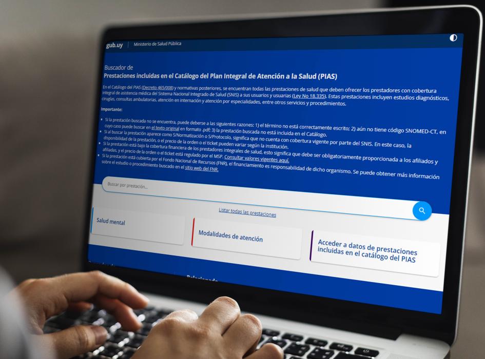 Lanzamiento del Catálogo del PIAS en formato digital Pantalla de computadora en la que se ve el buscador del PIAS
