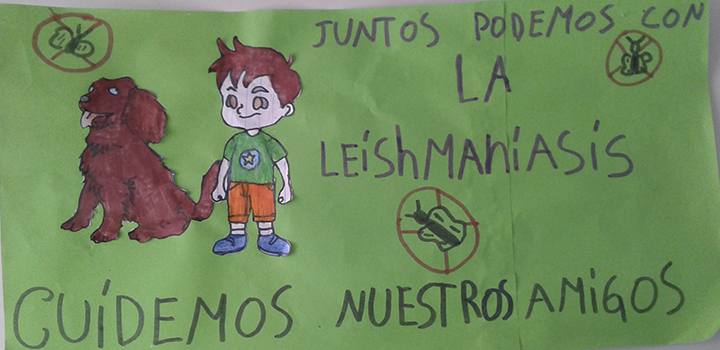 Juntos podemos con la leishmaniasis. Cuidemos nuestros amigos. Afiche de escuela 54 Chapicuy