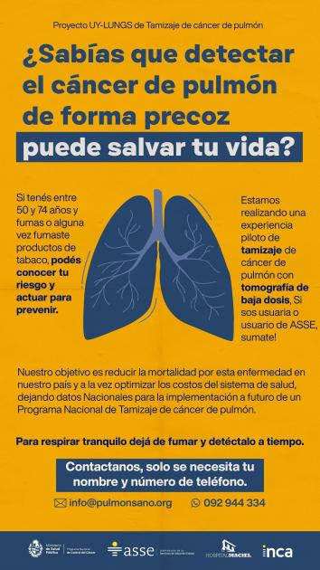 Poster UY-LUNGS Poster sobre el Proyecto UY-LUNGS de tamizaje de cáncer de pulmón. Texto alternativo al final