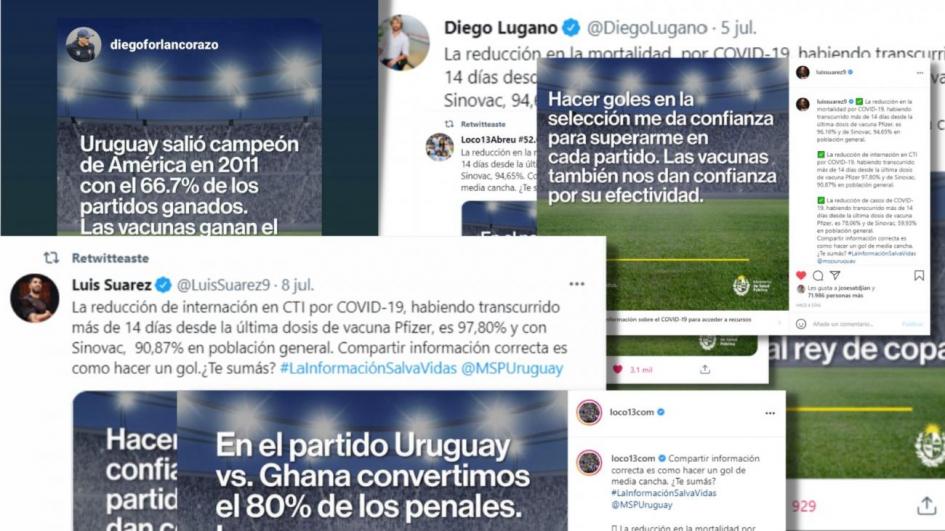 Campaña de comunicación: efectividad de las vacunas Posteos de los jugadores de la selección uruguaya sobre efectividad de las vacunas contra COVID-19