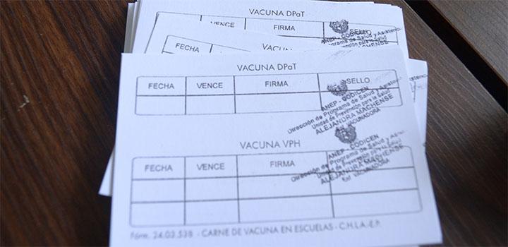 Imagen del carné de vacunación mostrando las vacunas de HPV y Triple bacteriana Imagen del carné de vacunación