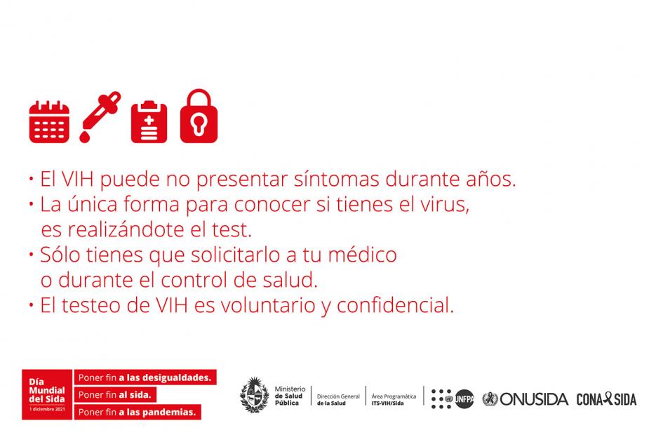 Test de VIH Test de VIH: voluntario y confidencial. Puedes solicitarlo al médico o durante tu control de salud