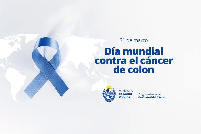 Placa día mundial contra el cáncer colorrectal, lazo azul. 