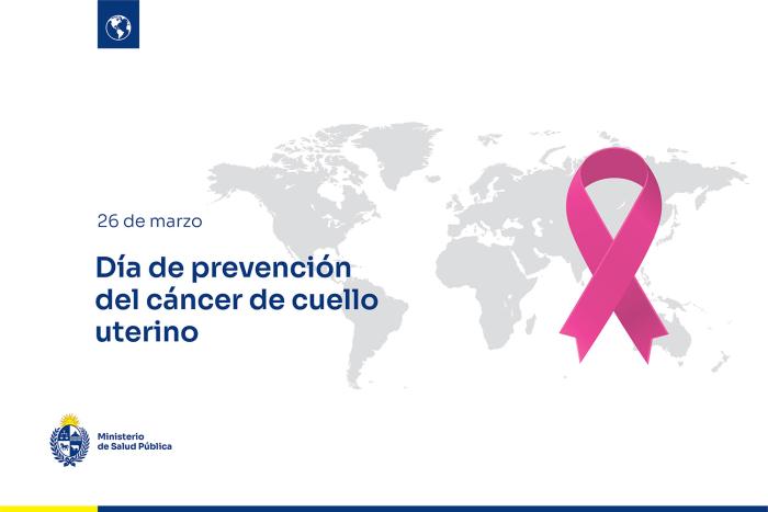 Placa conmemorativa Lazo rosado con la leyenda "Día de prevención de cáncer de cuello uterino"