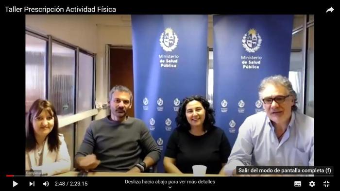 Taller de prescripción de actividad física Captura de video de la capacitación en la que se ve a los instructores y autoridades del MSP