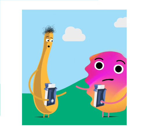 Imagen del video con animación explicativa de dos animaciones una bien y la otra sintiéndose mal