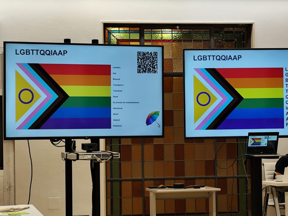 MTSS participó en taller internacional sobre inclusión laboral de personas LGBTIQ+ Monitores con imágenes de bandera LGTBIQ+