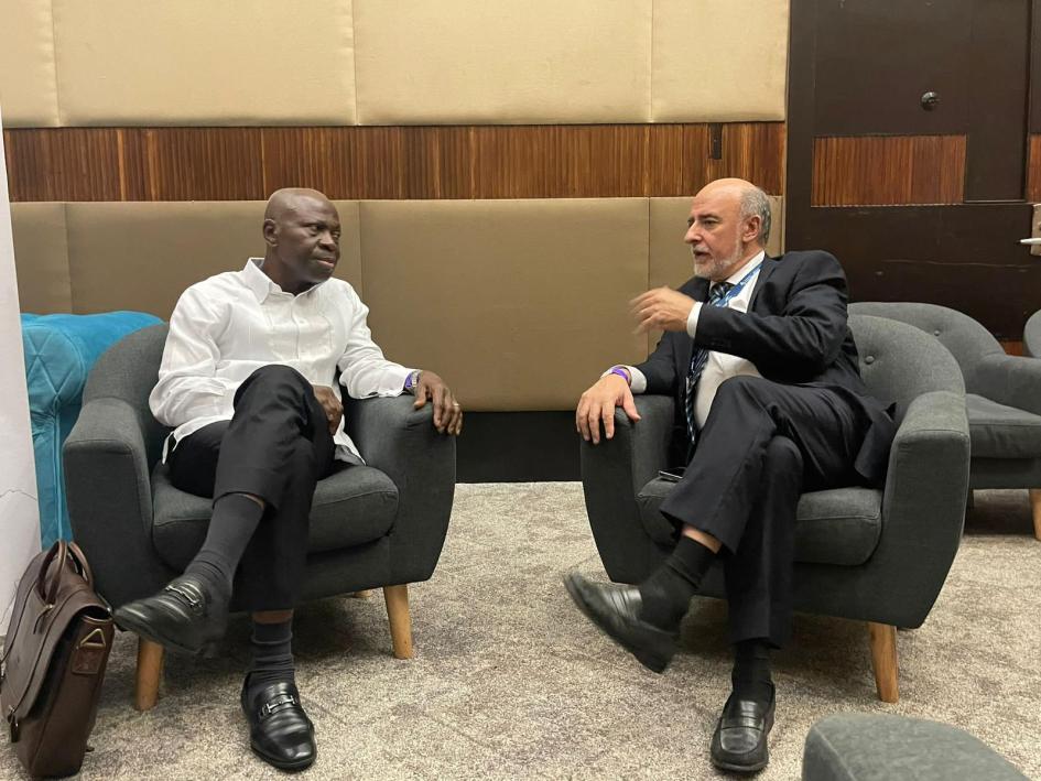 Mieres con director General de la OIT, Gilbert F. Houngbo