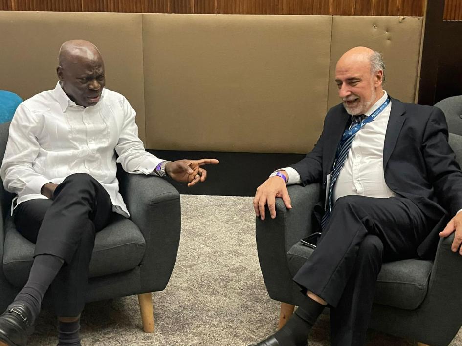 Mieres con director General de la OIT, Gilbert F. Houngbo