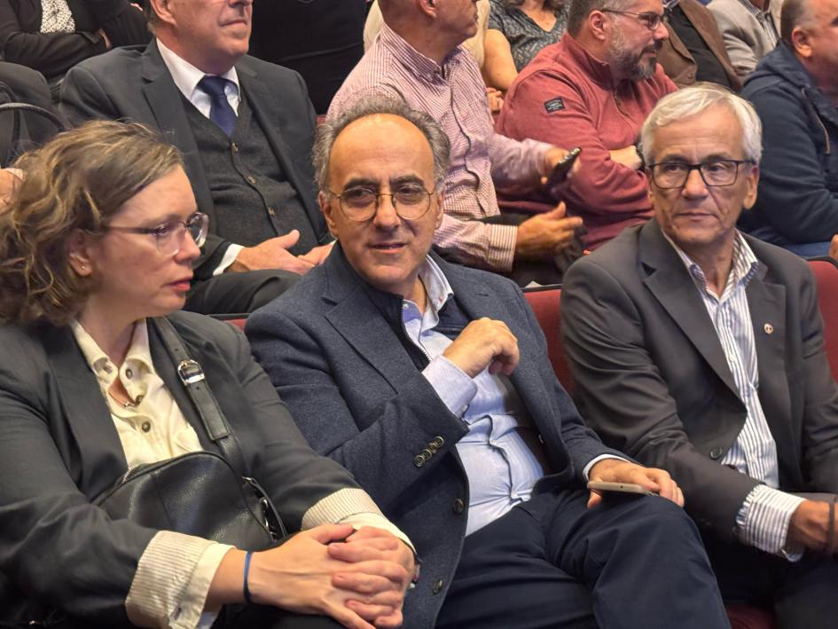Presentación del "Compromiso Nacional por la Vida, la Salud y la Seguridad en el Trabajo" Ministro Juan Castillo, subsecretario Hugo Barretto y directora gra. Laura Bajac