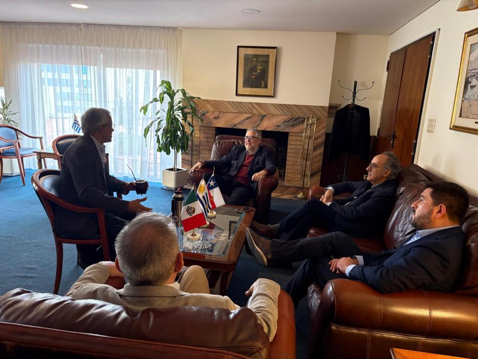 Uruguay, Chile y México intercambian sobre experiencias y desafíos comunes en materia laboral Castillo, Salfranca, Barretto, Zenteno y Batalla durante el encuentro