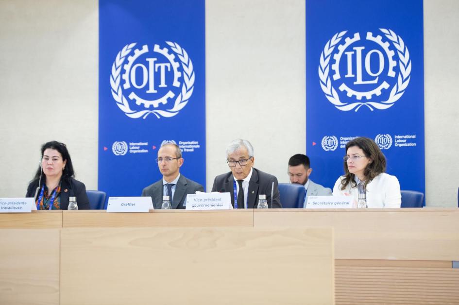 ministro de Trabajo y Seguridad Social, Juan Castillo (vicepresidente de la CIT), ministro de Trabajo y Seguridad Social, Juan Castillo (vicepresidente de la CIT),