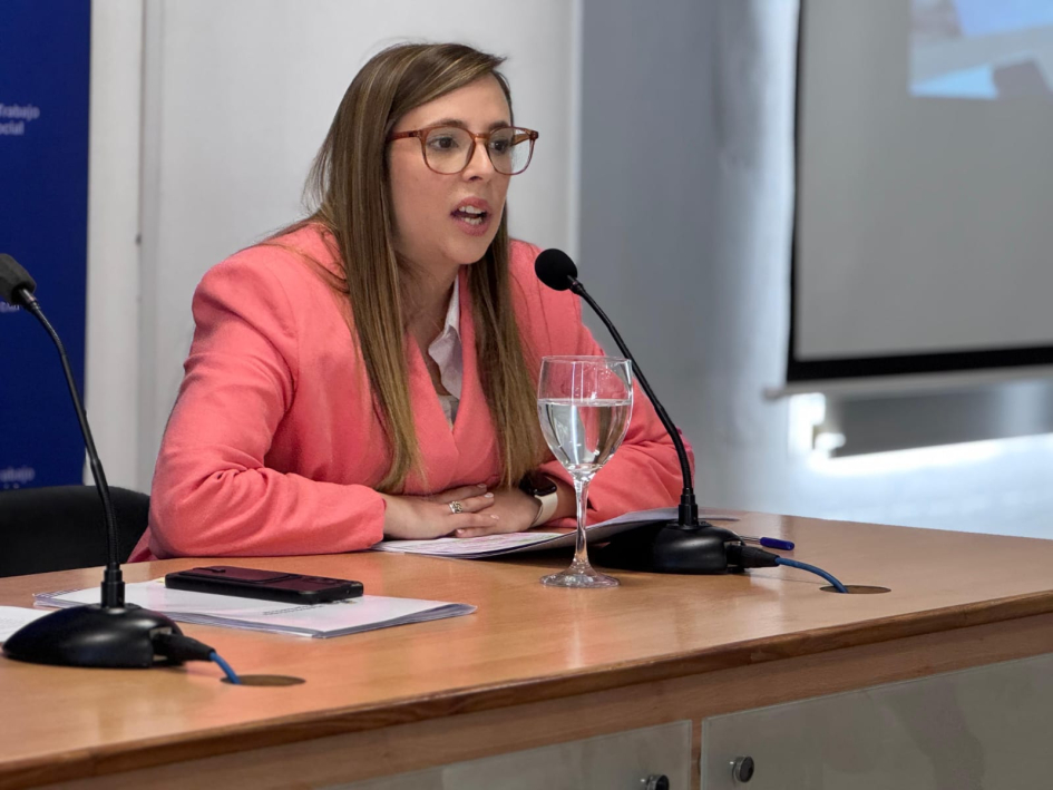 Presentación de la gira nacional para construir una nueva Ley de Empleo Subdirectora nacional de Empleo, Mariana Chiquiar, durante la presentación